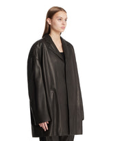 Black Oversized Leather Jacket | PDP | Antonia