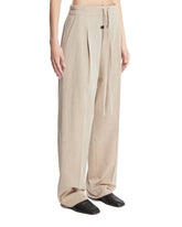 Beige Wool and Cotton Drawstring Pants | PDP | Antonia