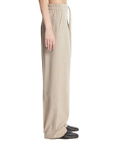 Beige Wool and Cotton Drawstring Pants | PDP | Antonia