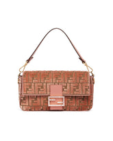 Pink FF Jacquard Velvet Baguette Bag | PDP | Antonia