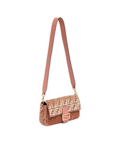 Pink FF Jacquard Velvet Baguette Bag | PDP | Antonia