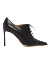 Black Leather Lace-Up Pumps | PDP | Antonia