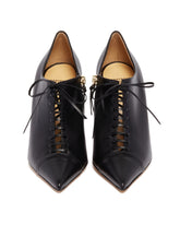Black Leather Lace-Up Pumps | PDP | Antonia