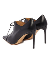 Black Leather Lace-Up Pumps | PDP | Antonia