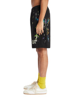 Black Paint-Splatter Shorts | PDP | Antonia