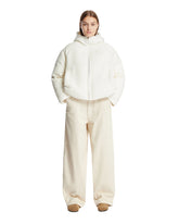 White Boucle Wool Jacket with Logo | PDP | Antonia