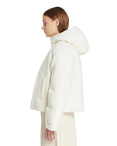 White Boucle Wool Jacket with Logo | PDP | Antonia