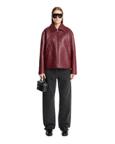 Red Oversized Leather Jacket with Raised GG | PDP | Antonia