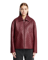 Red Oversized Leather Jacket with Raised GG | PDP | Antonia