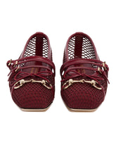 Red Mesh Ballet Flats with Horsebit | PDP | Antonia
