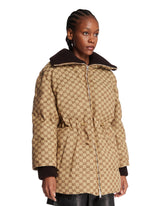 Beige GG Fabric Puffer Jacket | PDP | Antonia