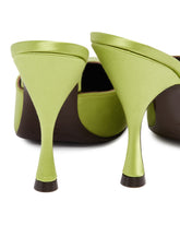Green Sitting Pretty Satin Mules | PDP | Antonia