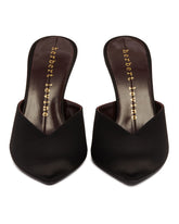 Black Sitting Pretty Satin Mules | PDP | Antonia