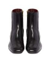 Black Shadow Ban Leather Ankle Boots | PDP | Antonia