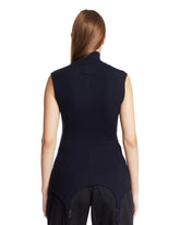 Blue Wool Garter Waistcoat | PDP | Antonia