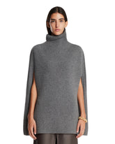 Gray Wool High-Neck Cape | PDP | Antonia