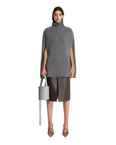 Gray Wool High-Neck Cape | PDP | Antonia