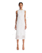 White Silk Dress with Feathers | PDP | Antonia