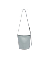 Gray Leather Cannolo Bucket Bag | PDP | Antonia