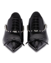 Black Leather Lace-up Pumps | PDP | Antonia