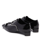 Black Leather Lace-up Pumps | PDP | Antonia