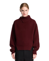 Burgundy Ribbed Wool Turtleneck Sweater | PDP | Antonia