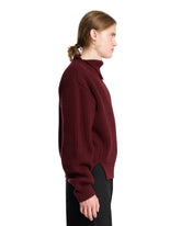 Burgundy Ribbed Wool Turtleneck Sweater | PDP | Antonia