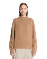 Beige Alpaca and Wool Crewneck Sweater | PDP | Antonia