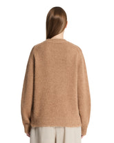 Beige Alpaca and Wool Crewneck Sweater | PDP | Antonia