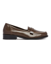 Brown Leather Loafers with Logo | PDP | Antonia