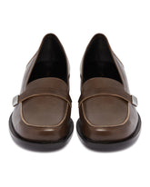 Brown Leather Loafers with Logo | PDP | Antonia
