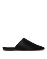Black Floor Slide Leather Sandals | PDP | Antonia