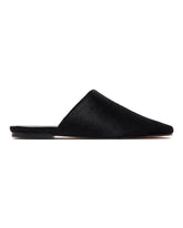 Black Floor Slide Leather Sandals | PDP | Antonia