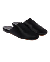 Black Floor Slide Leather Sandals | PDP | Antonia