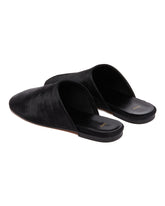 Black Floor Slide Leather Sandals | PDP | Antonia