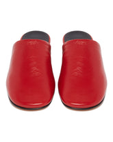 Red Floor Slide Leather Sandals | PDP | Antonia