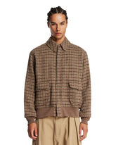 Beige Checked Wool Bomber | PDP | Antonia