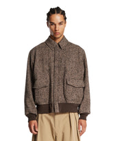 Brown Herringbone Wool Bomber | PDP | Antonia