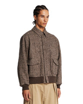 Brown Herringbone Wool Bomber | PDP | Antonia
