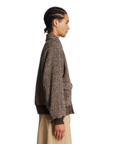 Brown Herringbone Wool Bomber | PDP | Antonia