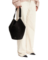 Black Small Lotus Leather Tote | PDP | Antonia