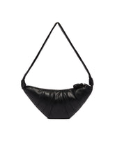 Medium Black Leather Croissant Bag | PDP | Antonia