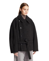 Black Wool Bathrobe Coat | PDP | Antonia