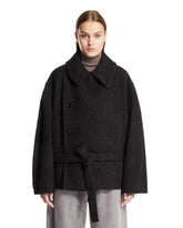 Black Wool Bathrobe Coat | PDP | Antonia