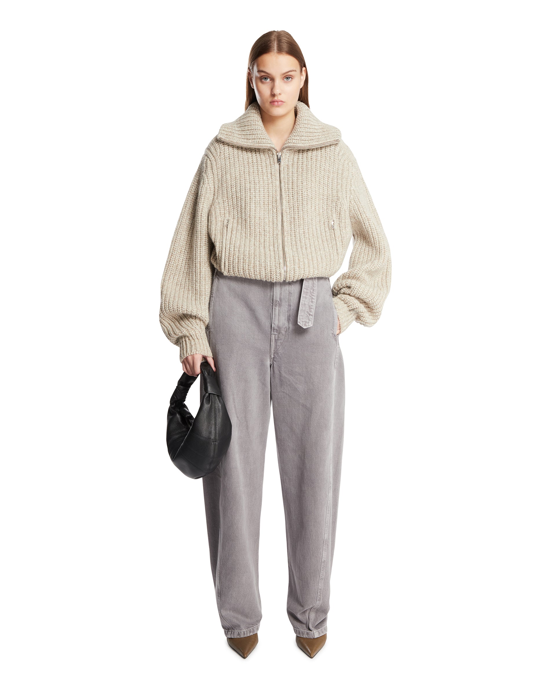 Beige Alpaca Zip Cardigan | LEMAIRE - Antonia