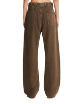 Green Curved Jeans with Belt | PDP | Antonia