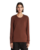 Brown Long-Sleeve Crewneck T-Shirt | PDP | Antonia