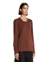 Brown Long-Sleeve Crewneck T-Shirt | PDP | Antonia