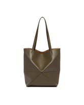 Green Medium Puzzle Fold Tote Bag | PDP | Antonia