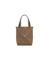 Beige Mini Puzzle Fold Tote Bag | PDP | Antonia